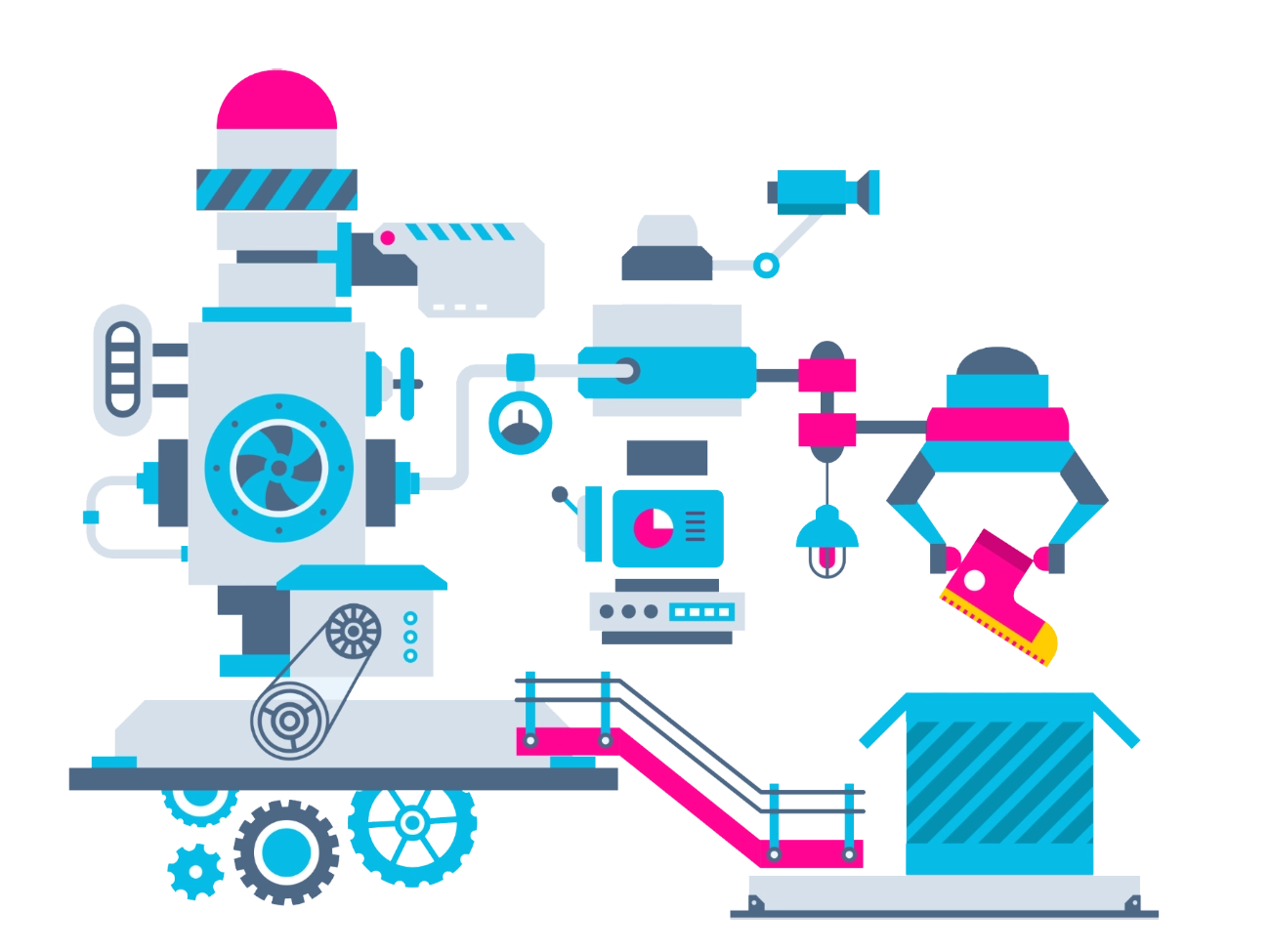 graphic of machinery with many moving parts